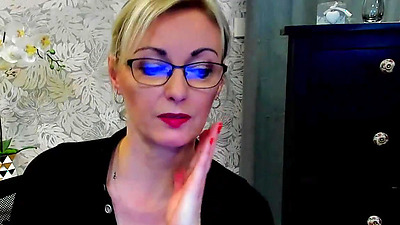 German amateur blonde MILF flashes cleavage on webcam