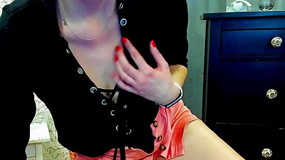 German amateur blonde MILF flashes cleavage on webcam