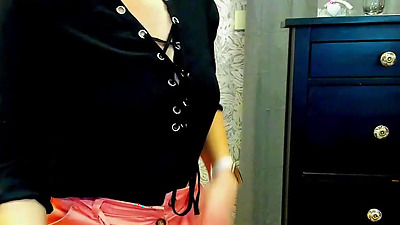 German amateur blonde MILF flashes cleavage on webcam