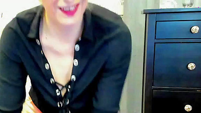 German amateur blonde MILF flashes cleavage on webcam