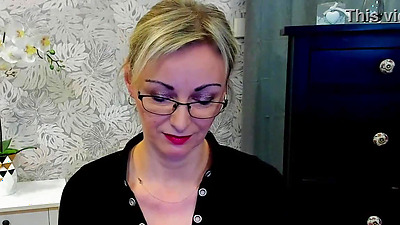 German amateur blonde MILF flashes cleavage on webcam