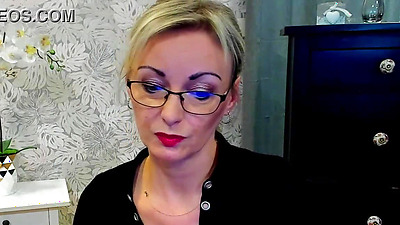 German amateur blonde MILF flashes cleavage on webcam