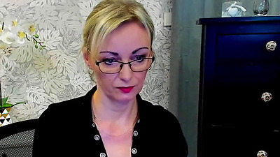 German amateur blonde MILF flashes cleavage on webcam