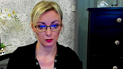 German amateur blonde MILF flashes cleavage on webcam