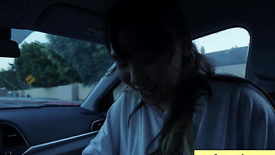 Busty asian teen seduces her boyfriend in the car with her big natural boobs (Tomie Tang, Charles Dera)