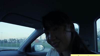Busty asian teen seduces her boyfriend in the car with her big natural boobs (Tomie Tang, Charles Dera)