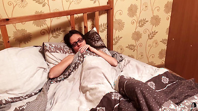 Brunette Masturbate Pussy Sex Toy and Cowgirl on Shaft after Waking Up