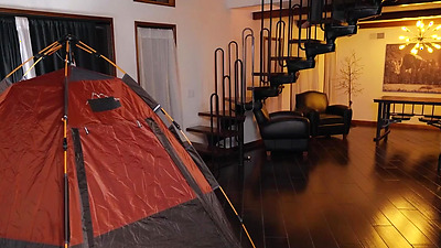 Britney Amber Doing Camp In Bedroom.