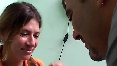 Exclusive office sex with a beautiful blonde where she sucks him off