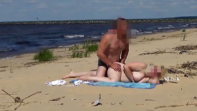 Mommy with a big butt fucked in all holes on the beach 2