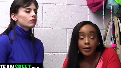 Cosplay Models Lily Starfire And Angel Windell Attempt To Steal A Pair Of Slutty Costumes3