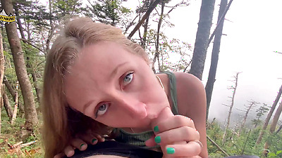 She loves sucking my shaft in public places multiple cumshot - Horny Hiking ft Molly Pills - POV 4K