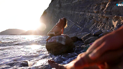 SHAFT FLASH on a nudist beach: Stranger caught me jerking off and helped me cum