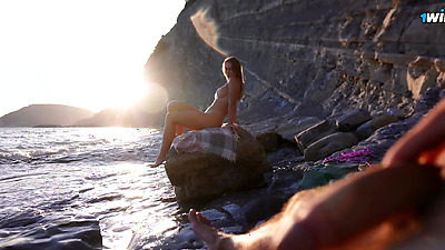 SHAFT FLASH on a nudist beach: Stranger caught me jerking off and helped me cum