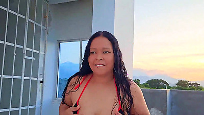 Submissive MILF gets dominated outdoors on rooftop by bricklayer. Facial, blowjob and golden shower, a real submissive and compliant latina whore