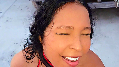 Submissive MILF gets dominated outdoors on rooftop by bricklayer. Facial, blowjob and golden shower, a real submissive and compliant latina whore