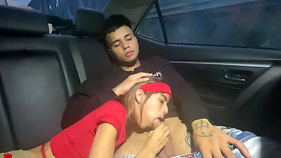 Step sister sucks my dick in the car while we drive home