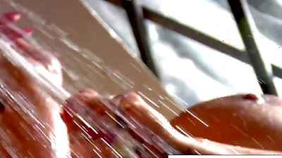 Busty blonde masturbates