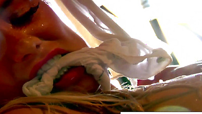 Busty blonde masturbates