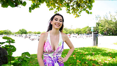 Horny milf flashing and stripping naked in public