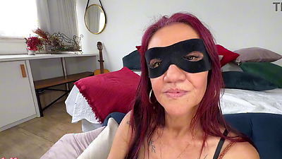 Naughty old lady participates in gangbang with a group of grown men