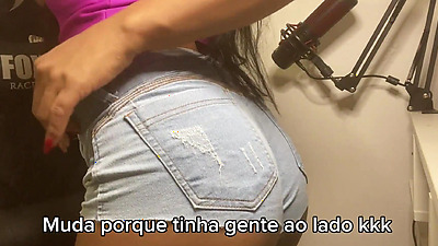 I put on a pair of short denim shorts with a band to tease my friend's husband, that's it