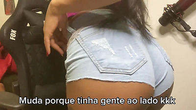 I put on a pair of short denim shorts with a band to tease my friend's husband, that's it