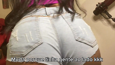 I put on a pair of short denim shorts with a band to tease my friend's husband, that's it