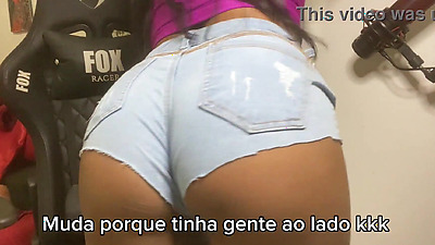 I put on a pair of short denim shorts with a band to tease my friend's husband, that's it