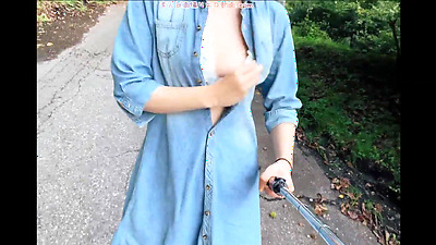 Sexually active Japanese girls exposing her nude body in public and getting excited.