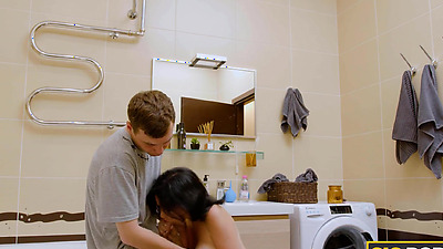 Stepbrother makes stepsister's sweet boobs shaking while fucking her