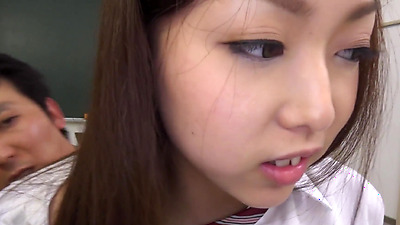 Japanese naughty teen in classroom Nana Sasaki gets fucked hard uncensored.