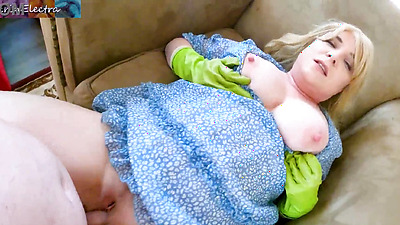 Big tit stepmom fucked hard while cleaning