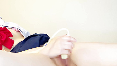 ニーハイ履いたセーラー服JKが、吸うやつと指でオナニー♡　ガクガク痙攣しながらおかしくなるっ♡イッちゃう♡♡