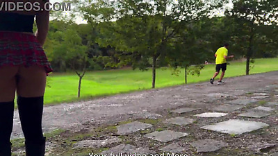 Caught in public, strangers saw me in a mini skirt without panties in the park