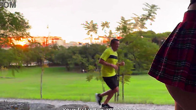 Caught in public, strangers saw me in a mini skirt without panties in the park