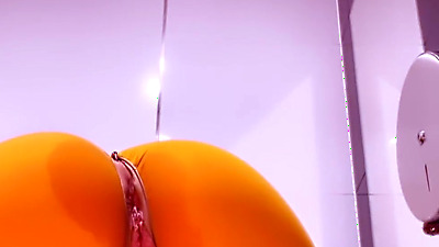 Mall Restroom Rapture: Bouncing on Dildo with a Squirt Finale!