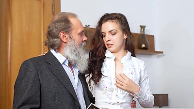 Russian Teen Hottie Getting Good Grades For Riding Teacher's Old Shaft