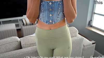 Step Mom caught Step Son jerking off and helps cum in her panties while Husband is home