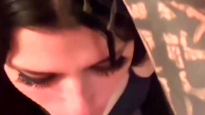 I painted her lips , took it off with my dick and finished it inside her throat