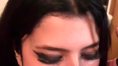 I painted her lips , took it off with my dick and finished it inside her throat