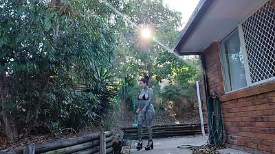 outdoor walking and bikini try on