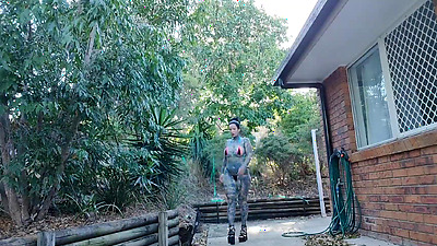 outdoor walking and bikini try on