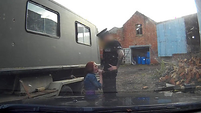 Fake Cop - Unfaithful redhead girlfriend gets the full length of a policemans big penis inside her