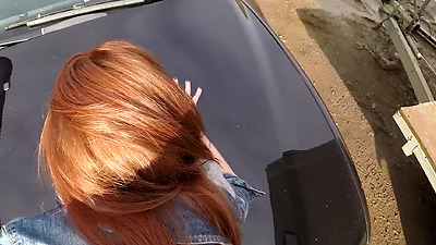 Fake Cop - Unfaithful redhead girlfriend gets the full length of a policemans big penis inside her