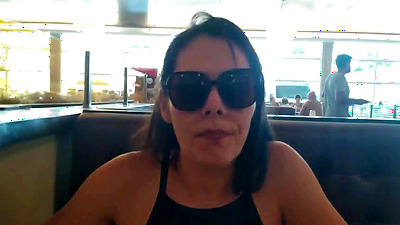 My girlfriend lost a bet and masturbated inside the restaurant and then got naked on the street