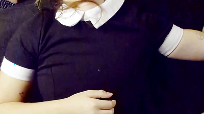 ????BIG ARSE???? Wedneday Addams TEENS Get Mouth Fucked and Doggstyle 3Way