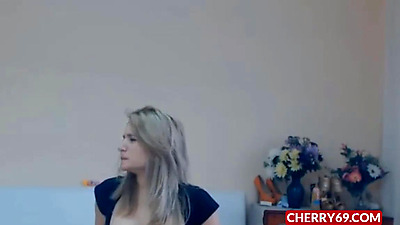 Hot blonde British milf with big tits masturbates