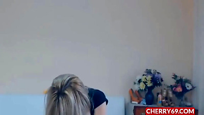 Hot blonde British milf with big tits masturbates