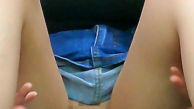 No panties, no bra, cowgirl position, self-induced masturbation